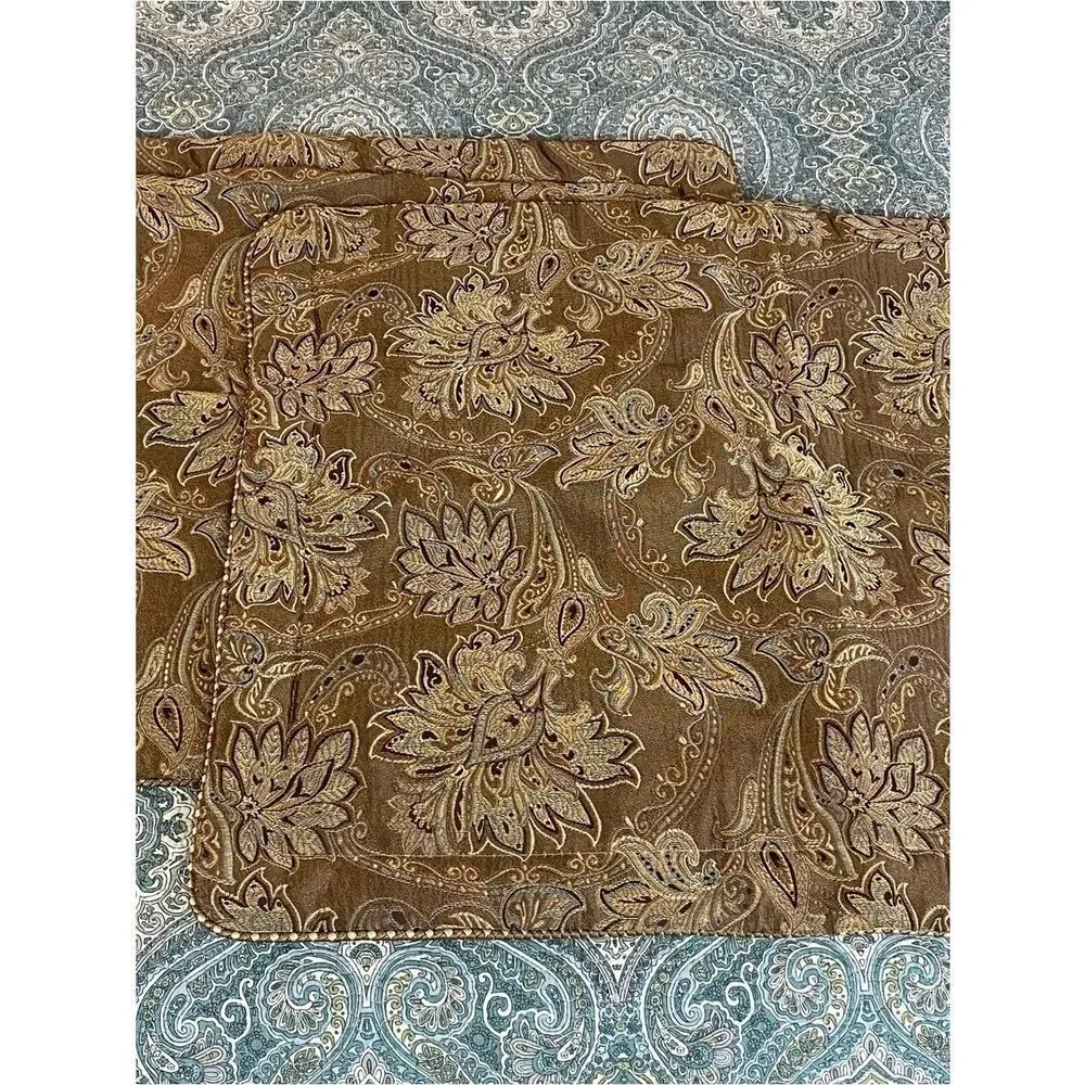 Croscill Gold and Brown Damask Decorative Pillow Cover